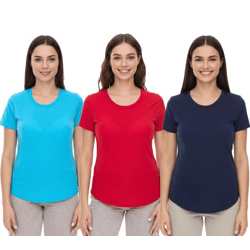 ELEVATE Jade Damen T-Shirt nachhaltiges Kurzarm-Shirt 160 g/m2 Basic-Shirt Unterzieh-Shirt Hellblau, Navy oder Rot