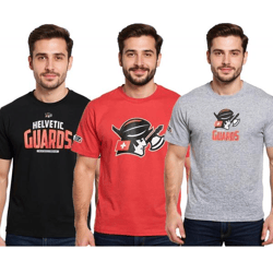 European League Of Football Helvetic Guards Herren T-Shirt bedruckte Fanwear Grau, Rot oder Schwarz