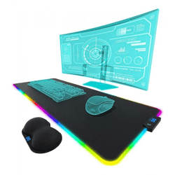 Everlasting Comfort RGB Mauspad Gaming Unterlage mit LED-Beleuchtung, Handgelenkstütze und Farbwechselmodus großes Mouse-Pad 80x30cm Gami