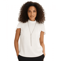 extravagante Damen Bluse aus Viskose-Mix Sommer-Shirt mit Cape-Ärmeln 925601 Weiß