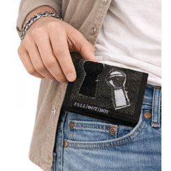 Fall Out Boy Portemonnaie Stilvolle Band-Brieftasche mit auffälligen Motiv Gothic-Style FW106079FOB Schwarz/Grau