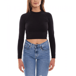FAYN SPORTS Longsleeve Crop Top Damen Sport-Shirt nahtloses Yoga-Shirt 47005506 Schwarz
