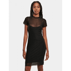feminines Urban Classics Damen Kleid Stretch Mesh 117 g/m² Schwarz