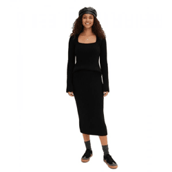 figurbetonender Damen Strick-Pullover mit Karree-Ausschnitt Alltags-Pullover 915030 Schwarz