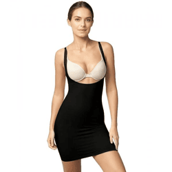 SLEEX Women's Control Shaping Dress with Strong Compression Zones to Flatten the Stomach, Model 44045-001, Black
