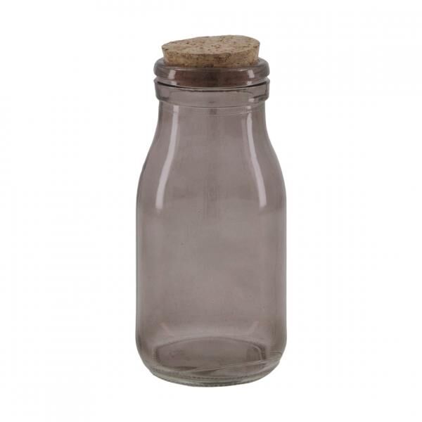 Flasche mit Korken Rauchglas grau 12,5 cm