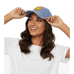 freche ZWILLINGSHERZ Smiley Classic Base-Cap mit Smiley-Patch Baumwoll-Cap justierbare Cappy Schirm-Mütze 4603M K258209 Hellblau