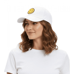 freche ZWILLINGSHERZ Smiley Classic Base-Cap mit Smiley-Patch Baumwoll-Cap justierbare Cappy Schirm-Mütze 4603M K258209 Weiß