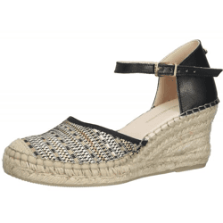 FRED DELA BRETONIERE Women's Wedge Sandals Espadrilles 153010261 Black/Beige