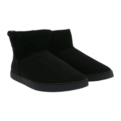 gefütterte GROUNDIES Barfußschuhe Cozy Boot Low Damen Echtleder Stiefelette mit TrueSense Sohle GND-120236-01 Schwarz