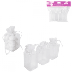 Geschenkbox Organza weiß 9 cm 4er Set