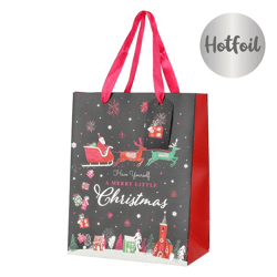 Geschenktüte Weihnachten, schwarz, L, ca.32cmH