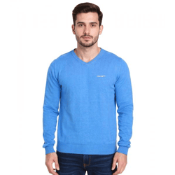 HACKETT LONDON GOLF Herren Baumwoll-Pullover Strick-Pullover mit V-Ausschnitt Langarm-Shirt HMX5000D Blau