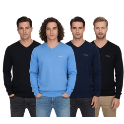 HACKETT LONDON GOLF Herren Baumwoll-Pullover Strick-Pullover mit V-Ausschnitt Langarm-Shirt HMX500D Schwarz, Blau oder Dunkelblau