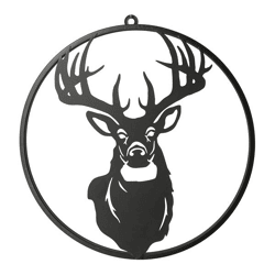Hanger, round, deer head, black, small, approx.40cmD