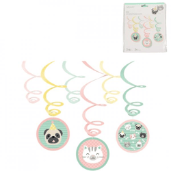 Hallo Haustiere Spirale Anhänger Hund/Katze 80 cm 6er Set