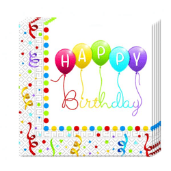 Happy Birthday Streamers - 20 Papierservietten (2-lagig) 33x33cm