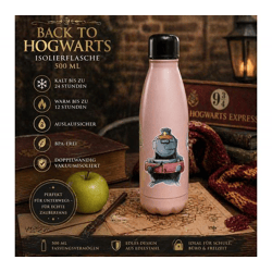 Harry Potter Isolierflasche „Back to Hogwarts“ 500 ml Edelstahl Trinkflasche Thermoflasche im magischen Design Rosa