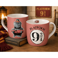 Harry Potter Tasse „Hogwarts Express“ 300 ml Porzellan Becher mit Herzhenkel Rosa 