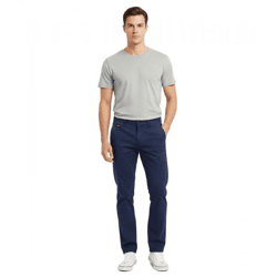 Herren Chino-Hose Regular Fit Klassische Stoffhose Freizeit Business-Chino 7551 Navy