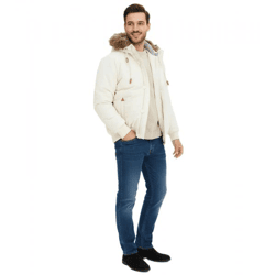 Herren Funktionsjacke mit Fellkapuze in Blousonform Outdoor-Jacke 967556 Beige