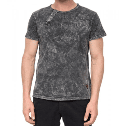 Herren T-Shirt mit schlichten Frontprint Baumwoll-Shirt Rundhals-Shirt R-15291 Grau