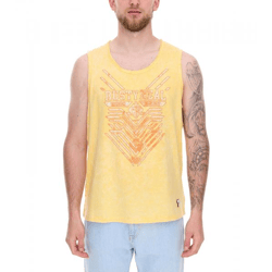 Herren Tank-Top im Vintage-Design ärmelloses Shirt mit Urban-Print Sommer-Top R-15247 Gelb