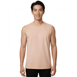 Herren Tank-Top Kurzarm-Shirt schlichtes Sommer Top Baumwoll-Shirt R-15286 Hell-Orange
