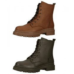 High-quality BULLBOXER women's lace-up ankle boots 610504E6LC in khaki or brown