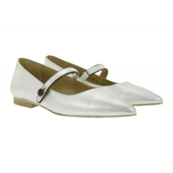 Hochwertige Damen FLY London Ballerinas Made in Portugal mit gepolsteter Decksohle Halb-Schuhe P145265 003 Silber