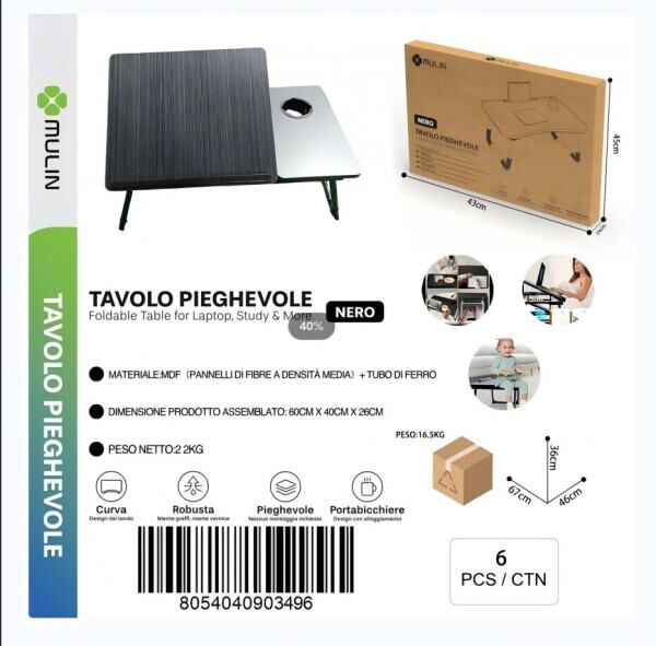 Höhenverstellbarer & neigbarer Klapp-Laptisch, Bett-Schreibtisch für Notebook