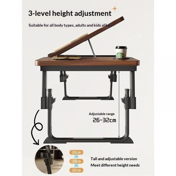 Höhenverstellbarer & neigbarer Klapp-Laptisch, Bett-Schreibtisch für Notebook