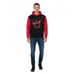 Hollister X NBA Chicago Bulls Herren Hoodie mit großem Chicago-Bulls Logo-Print Baumwoll-Pullover 322-221-1590-905 Schwarz/Rot