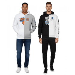 Hollister X NBA Herren Hoodie mit Team-Logo-Aufdruck Baumwoll-Pullover 322-221-1590 vom Team New York Knicks in Grau/Weiß oder Dallas Mave