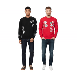 Hollister X NBA Men's Sweatshirt with NBA Team Logos, Cotton Sweater, Long-Sleeve Shirt 322-221-1592 in Black or Red