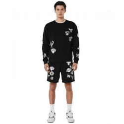 Hollister X NBA Sweat Shorts with Team Logos, Athletic Pants, Cotton Pants, 328-278-0256-909, Black