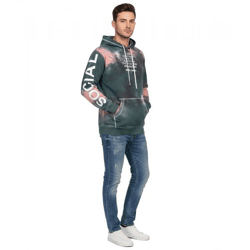 Hollister X Social Tourist Men's Hoodie, Cotton Sweatshirt with Batik Look, Oversized, 365-352-0002-208, Green/Pink