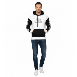 Hollister X Social Tourist Men's Hoodie, Cotton Sweatshirt, Oversized, 365-352-0001-101, White/Black