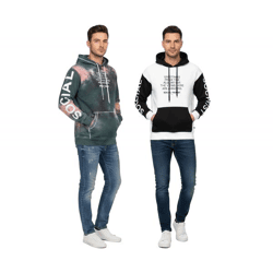 Hollister X Social Tourist Men's Hoodie, Oversized Cotton Sweatshirt 365-352-000 in White/Black or Green/Pink Batik