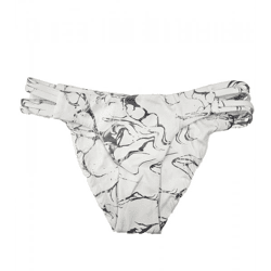 Hurley Quick Dry Max Women's Bikini Bottoms with All-Over Marble Print Swimwear with Side Cutouts AA4624 100 White