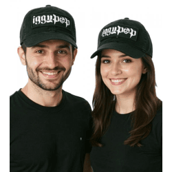 Iggy Pop Unisex Cap Baumwoll-Cap Punk-Rocker mit leicht gebogenem Schirm Base-Cap 3651IGG Schwarz/Weiß