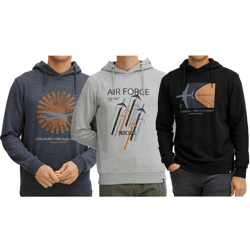 INDICODE Forzo Men's Cotton Hoodie: Sustainable Hooded Sweatshirt with Large Front Print 55-581MM in Gray, Navy, or Black