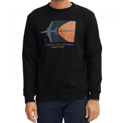 INDICODE IDForz Men's Cotton Round-Neck Sweater with Large Front Print 55582MM 999 Black