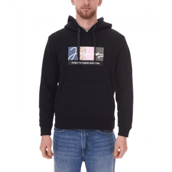 JACK & JONES Herren Kapuzen-Pullover mit Baumwollanteil Langarm-Shirt mit farblichen Akzenten 12262421 Schwarz