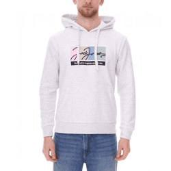 JACK & JONES Herren Kapuzen-Pullover mit Baumwollanteil Langarm-Shirt mit farblichen Akzenten 12262421 Weiß