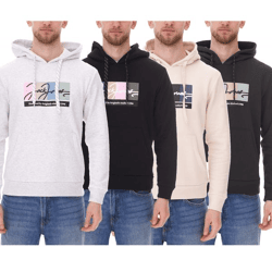 JACK & JONES Herren Kapuzen-Pullover mit Baumwollanteil Langarm-Shirt mit farblichen Akzenten 12262421 Schwarz, Weiß, Grün oder Beige