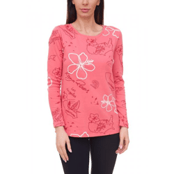 KangaROOS Sweatshirt Damen Baumwoll-Pulli mit verschiedenen Prints 61261202 Rosa/Rot