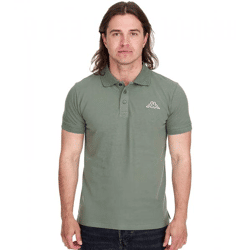 Kappa Herren Baumwoll-Polo mit kleiner Stickerei Polo-Shirt Kurzarm-Shirt Pique-Strick 303173NC A02 Grün
