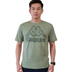 Kappa Herren Baumwoll-Shirt mit großem Logo Rundhals-Shirt Kurzarm-Shirt T-Shirt Oeko-Tex 100 zertifiziert 7085/8191-003 Grün