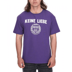 KEINE LIEBE Herren Baumwoll-Shirt mit Brocken-Heart-Club Wappen T-Shirt Rundhals-Shirt Kurzarm-Shirt KLTS1009 Violett/Weiß